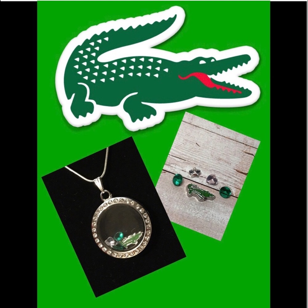 Crocodile floating charms necklace